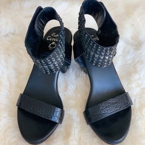 Calleen Cordero black studded heels handmade